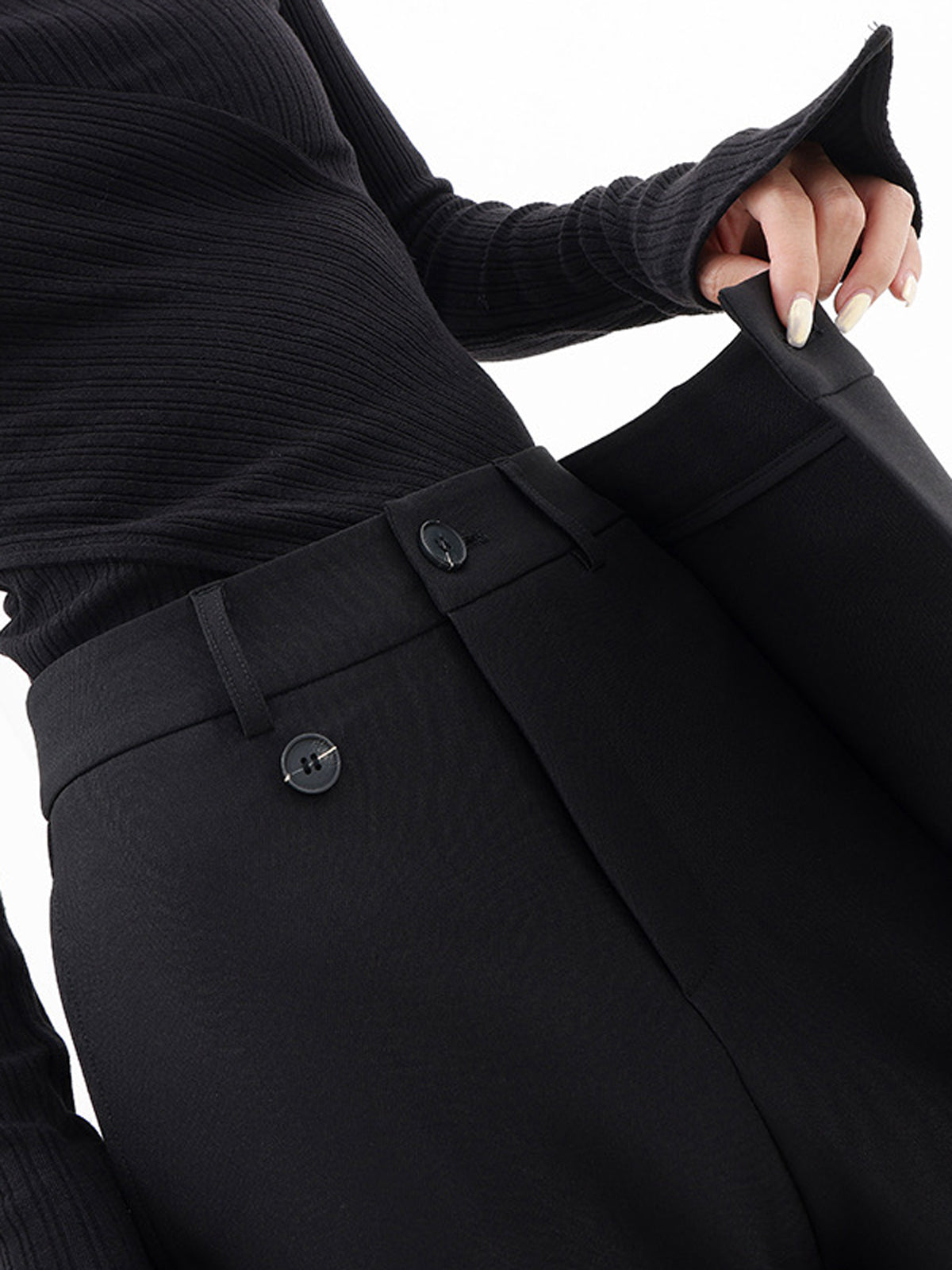 PANTALÓN MADRID  - ANCHOS DE PIERNA AMPLIA CON BOTONES ASIMÉTRICOS PARA MUJER