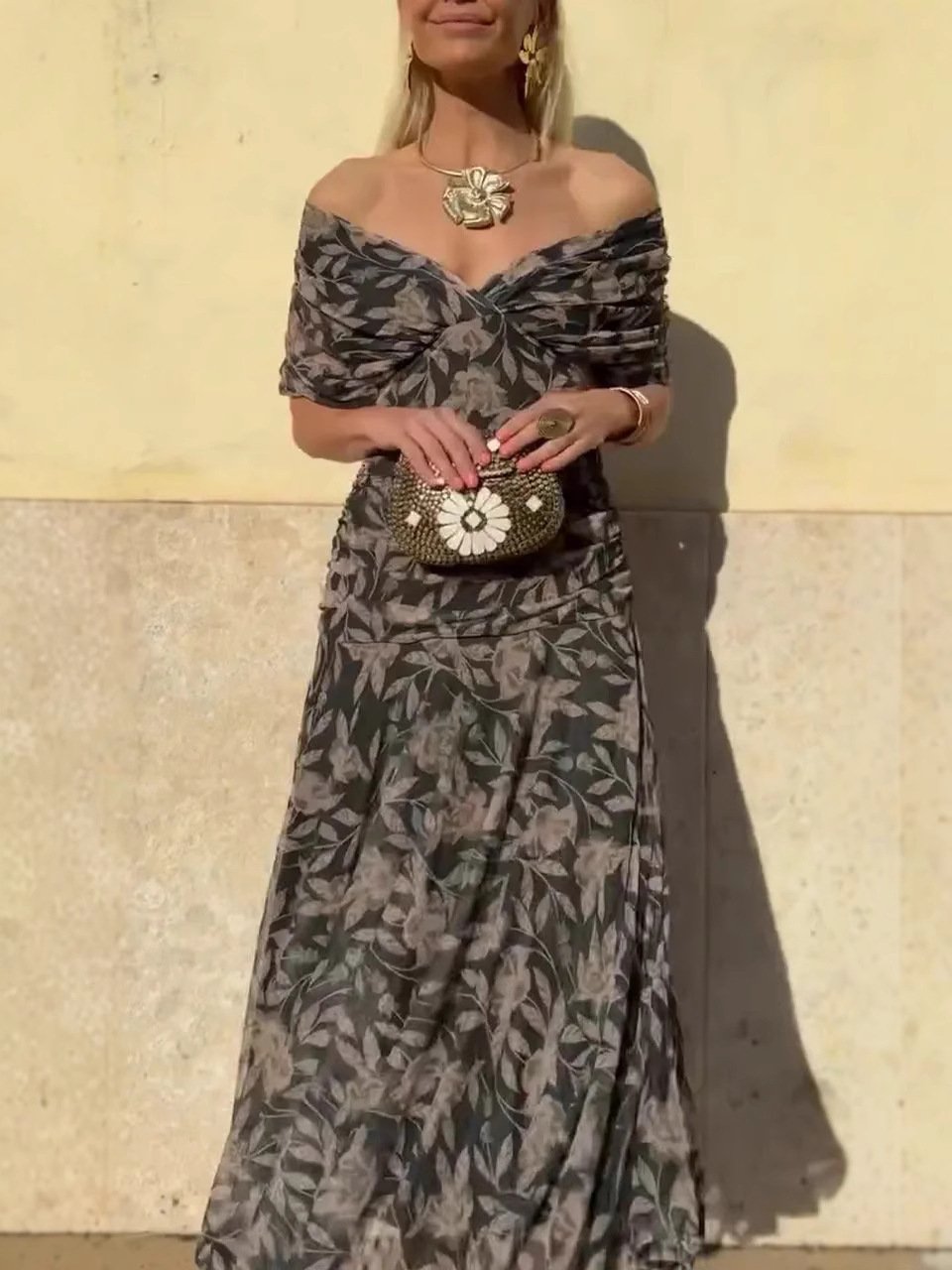 Serena™ | Vestido Largo Floral Palabra de Honor