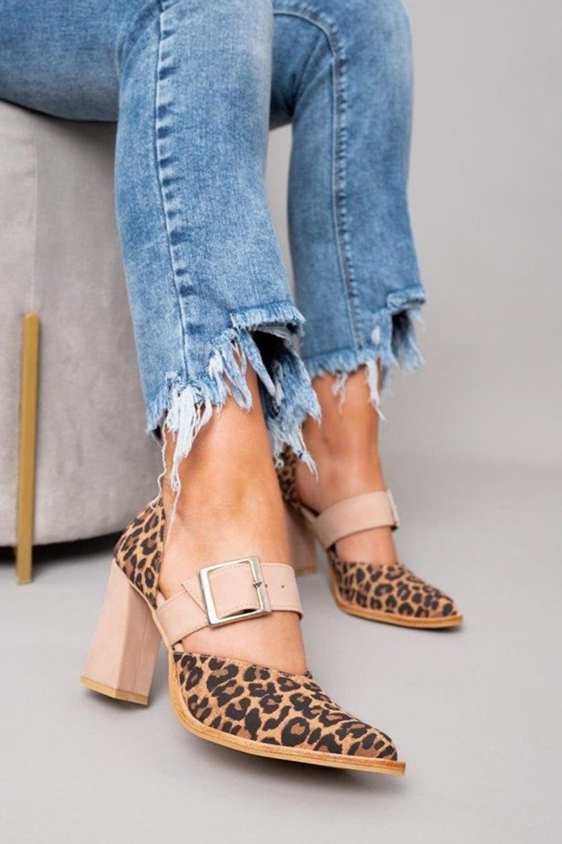 AVANO™ | SANDALIAS DE ANTE CON ESTAMPADO LEOPARDO Y TACÓN ESTABLE
