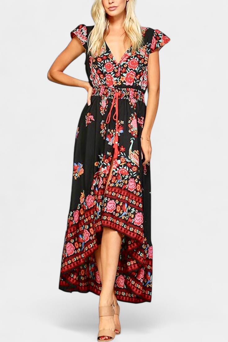 Chiara Vestido Floral Boho Chic con Cintura Ajustable