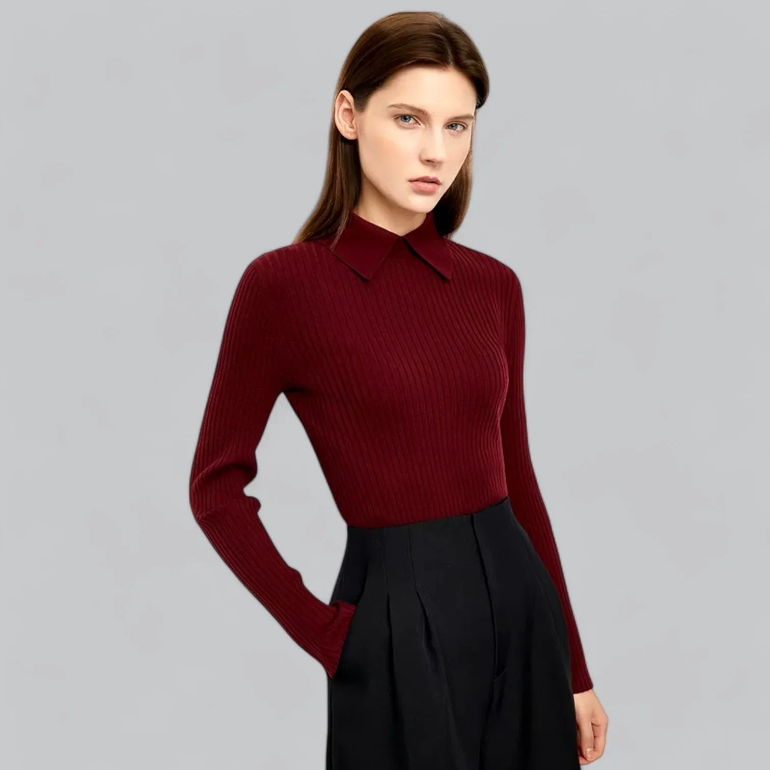 POLO DE MUJER ACANALADO DE MANGA LARGA – ELEGANTE Y VERSÁTIL