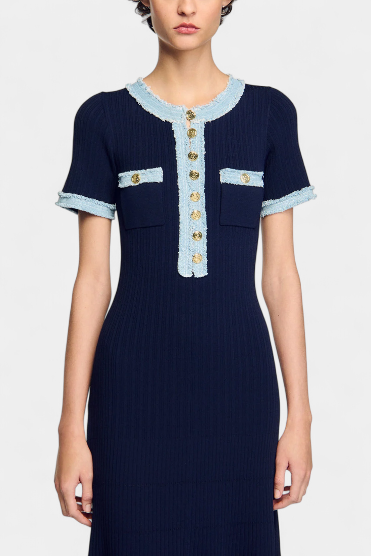 Alexia Vestido Midi de Punto con Ribete