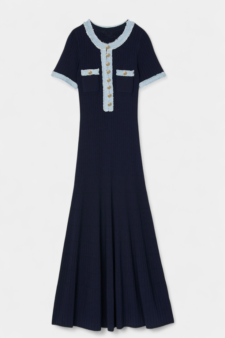 Alexia Vestido Midi de Punto con Ribete