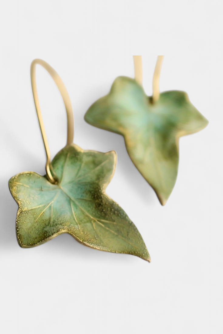 Pendientes Vintage Hoja Verde Otoñal