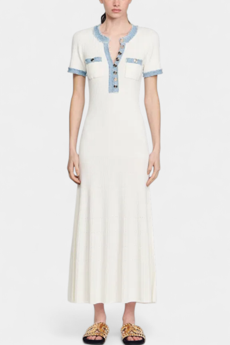 Alexia Vestido Midi de Punto con Ribete