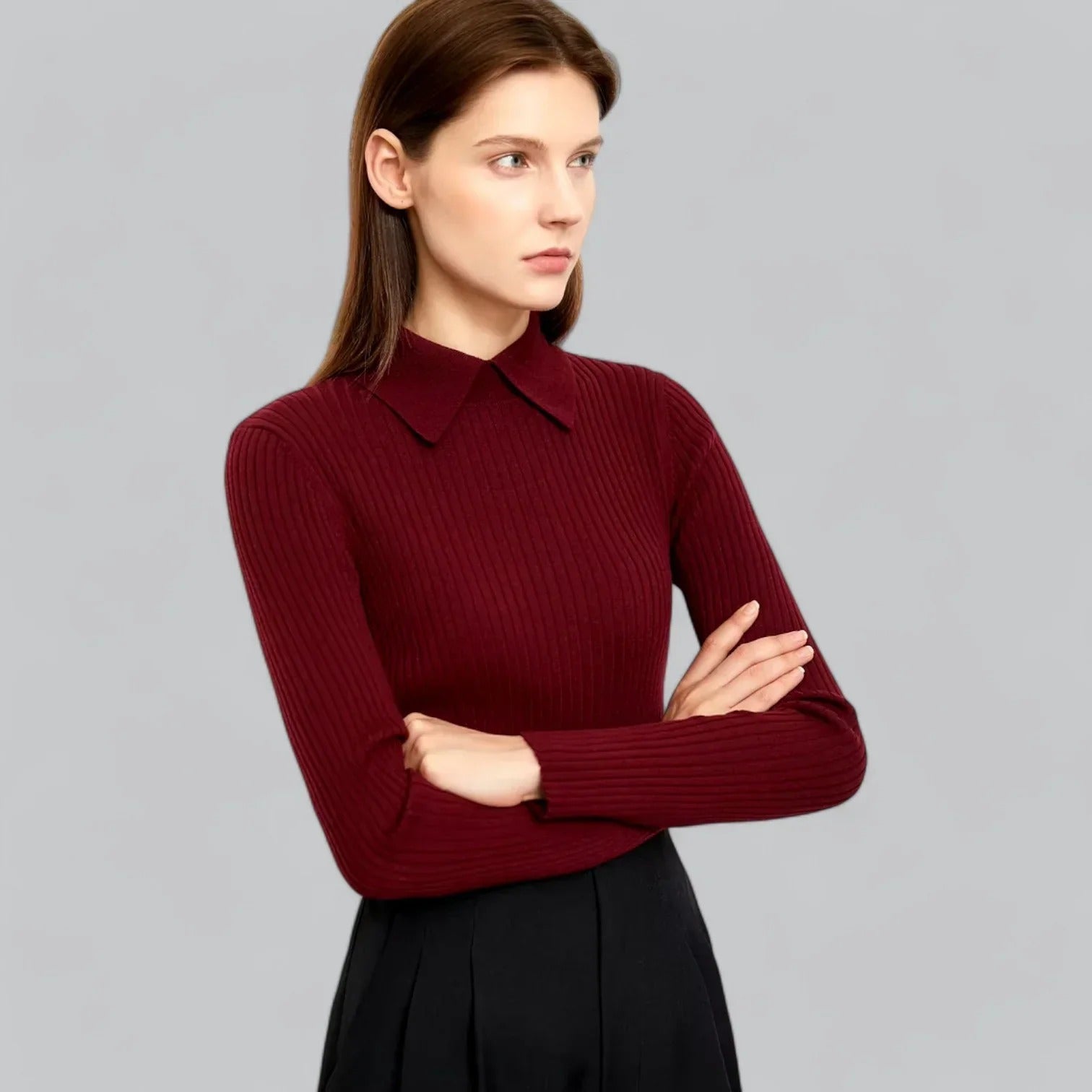 POLO DE MUJER ACANALADO DE MANGA LARGA – ELEGANTE Y VERSÁTIL