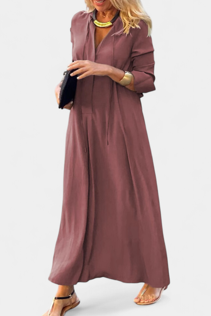 Verónica Vestido de Manga Larga con Escote en V