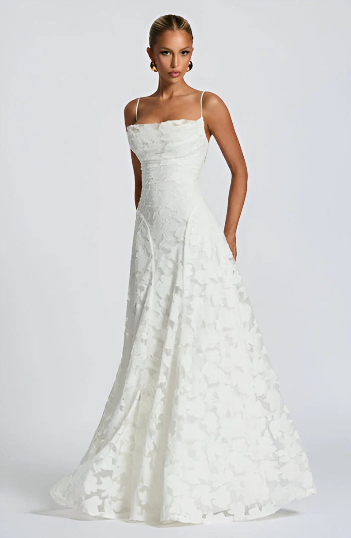 VESTIDO LARGO FRANCISA™ DE ENCAJE CON CORSET