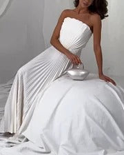 VESTIDO BLANCO PLISADO ALBA