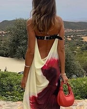VESTIDO SIN ESPALDA SERENA  ESTAMPADO DE MODA Y DISEÑO ELEGANTE