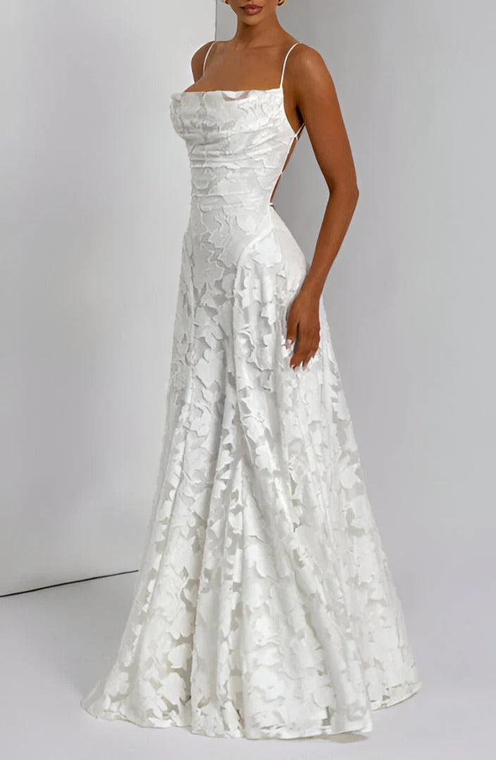 VESTIDO LARGO FRANCISA™ DE ENCAJE CON CORSET
