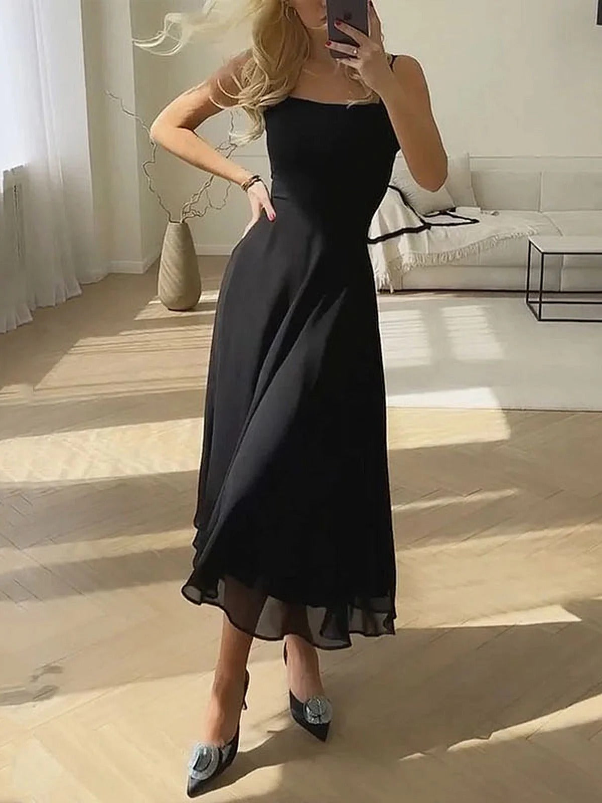 NOMI VESTIDO LARGO ELEGANTE EN CHIFFON