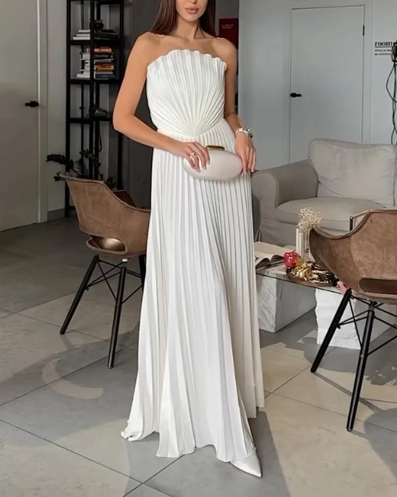 VESTIDO BLANCO PLISADO ALBA