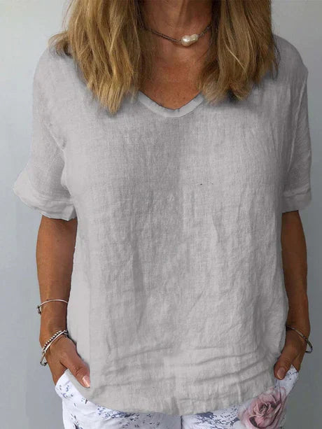 Maglietta estiva da donna con scollo a V e chic
