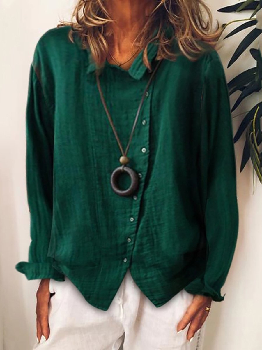 Camicia lunga donna in cotone e lino vestibilità comoda
