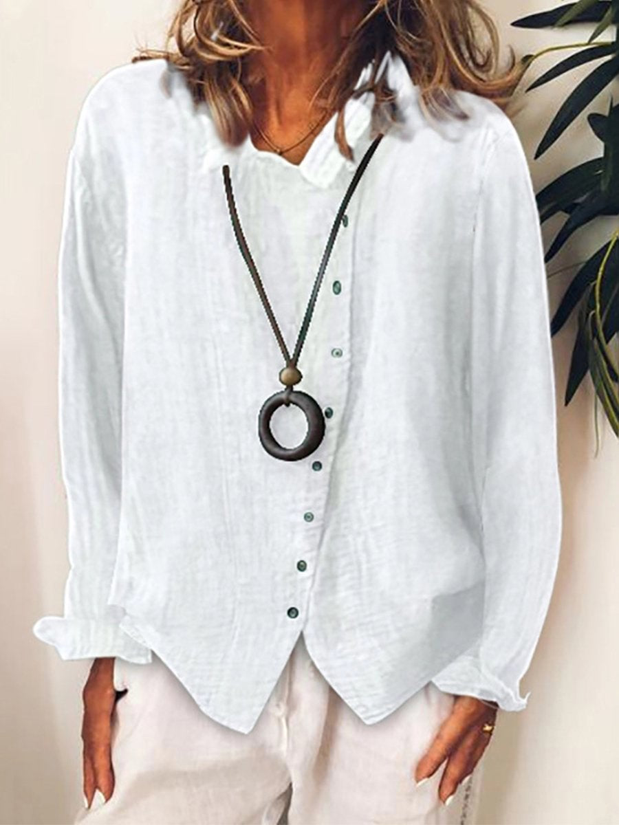 Camicia lunga donna in cotone e lino vestibilità comoda