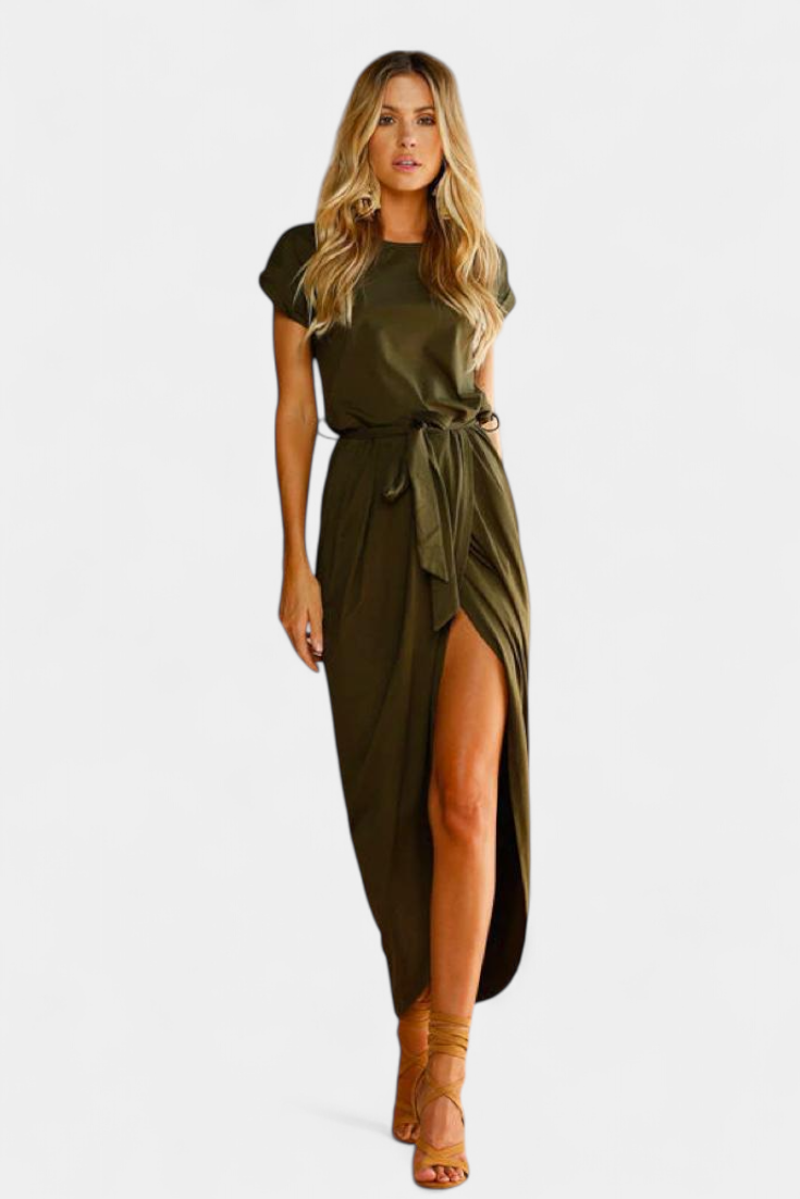 Clarissa Vestido Midi Envolvente con Abertura Lateral