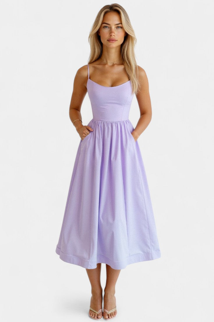 Marvelle Vestido Midi Sin Mangas de Caída Ligera