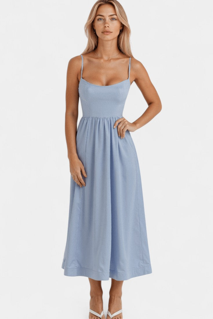 Marvelle Vestido Midi Sin Mangas de Caída Ligera