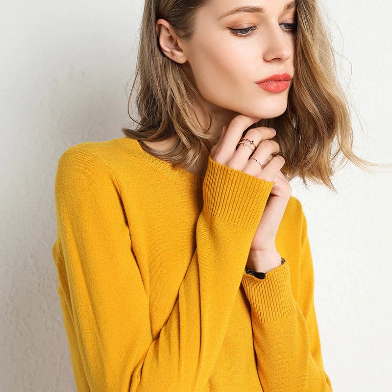 Maglia in cashmere con scollo classico