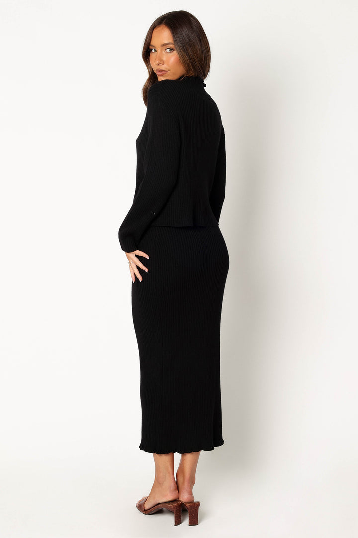 CONJUNTO ELEGANTE DE CUELLO ALTO CON FALDA LARGA PARA MUJER