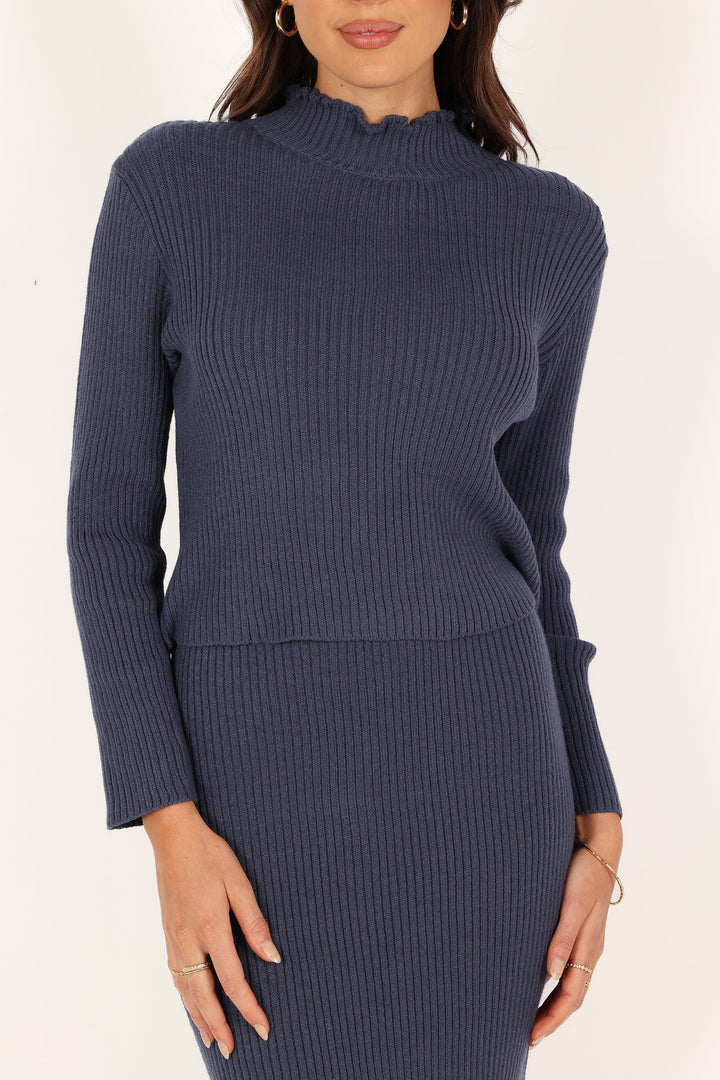 CONJUNTO ELEGANTE DE CUELLO ALTO CON FALDA LARGA PARA MUJER