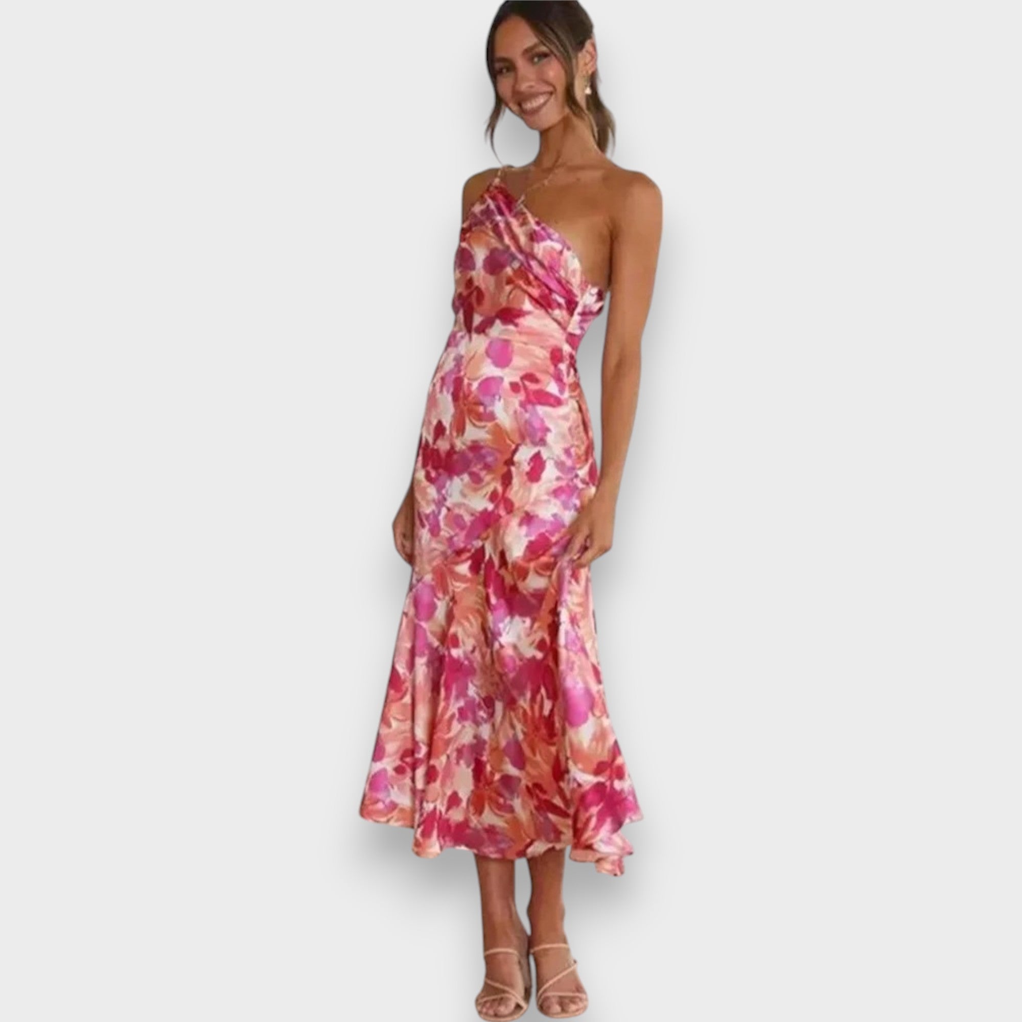 Celie™ | Vestido Floral de Escote Asimétrico