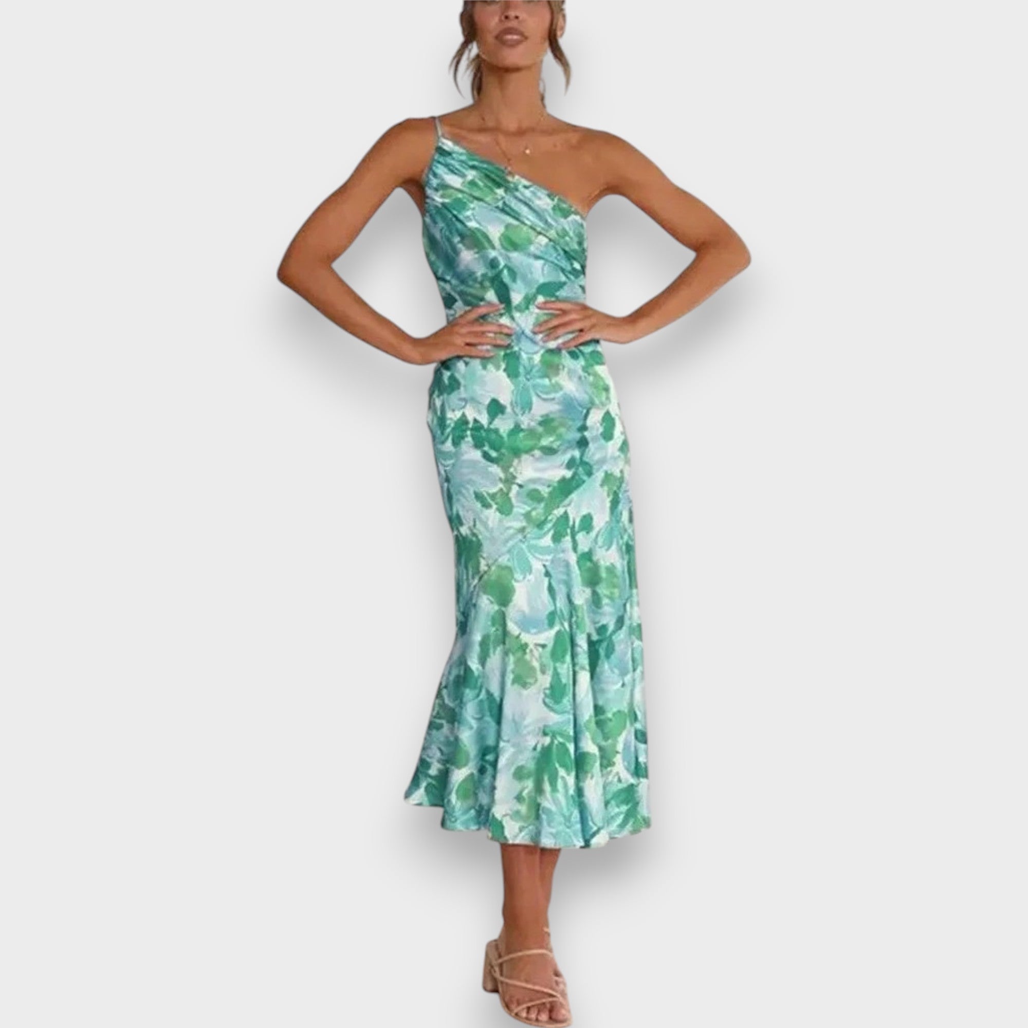 Celie™ | Vestido Floral de Escote Asimétrico