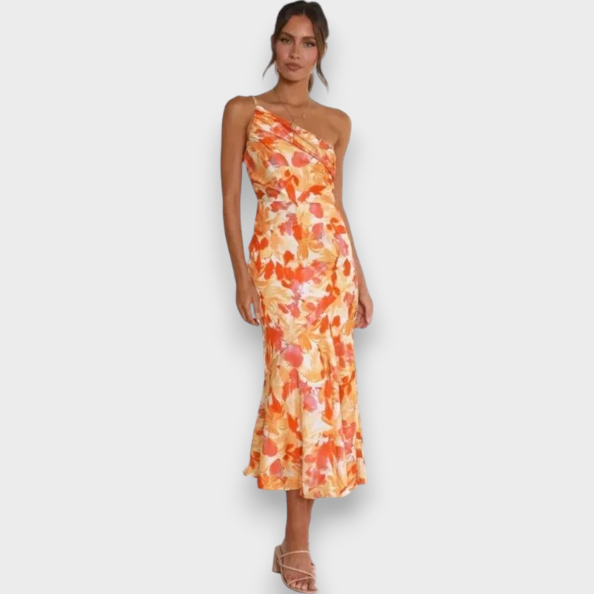 Celie™ | Vestido Floral de Escote Asimétrico