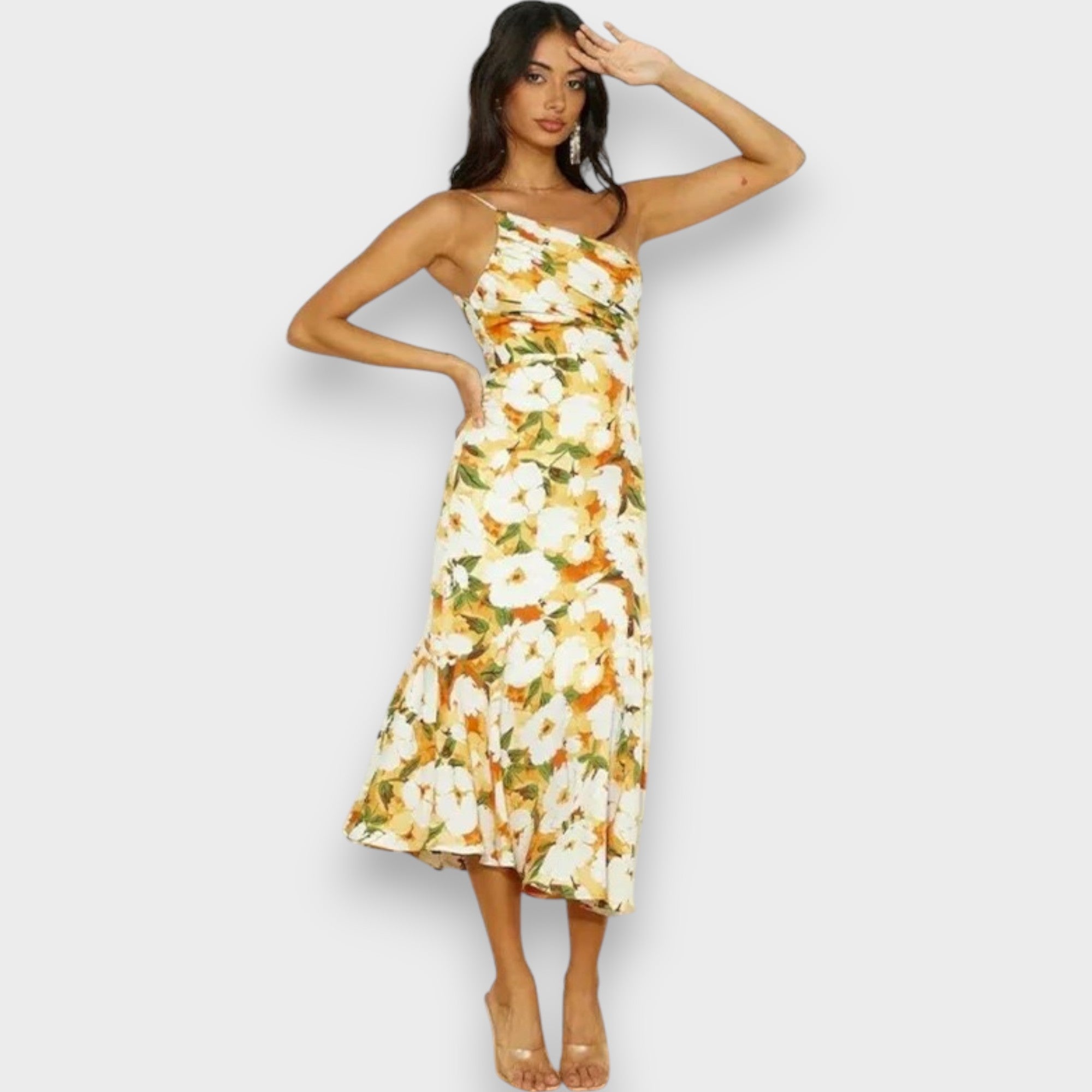 Celie™ | Vestido Floral de Escote Asimétrico