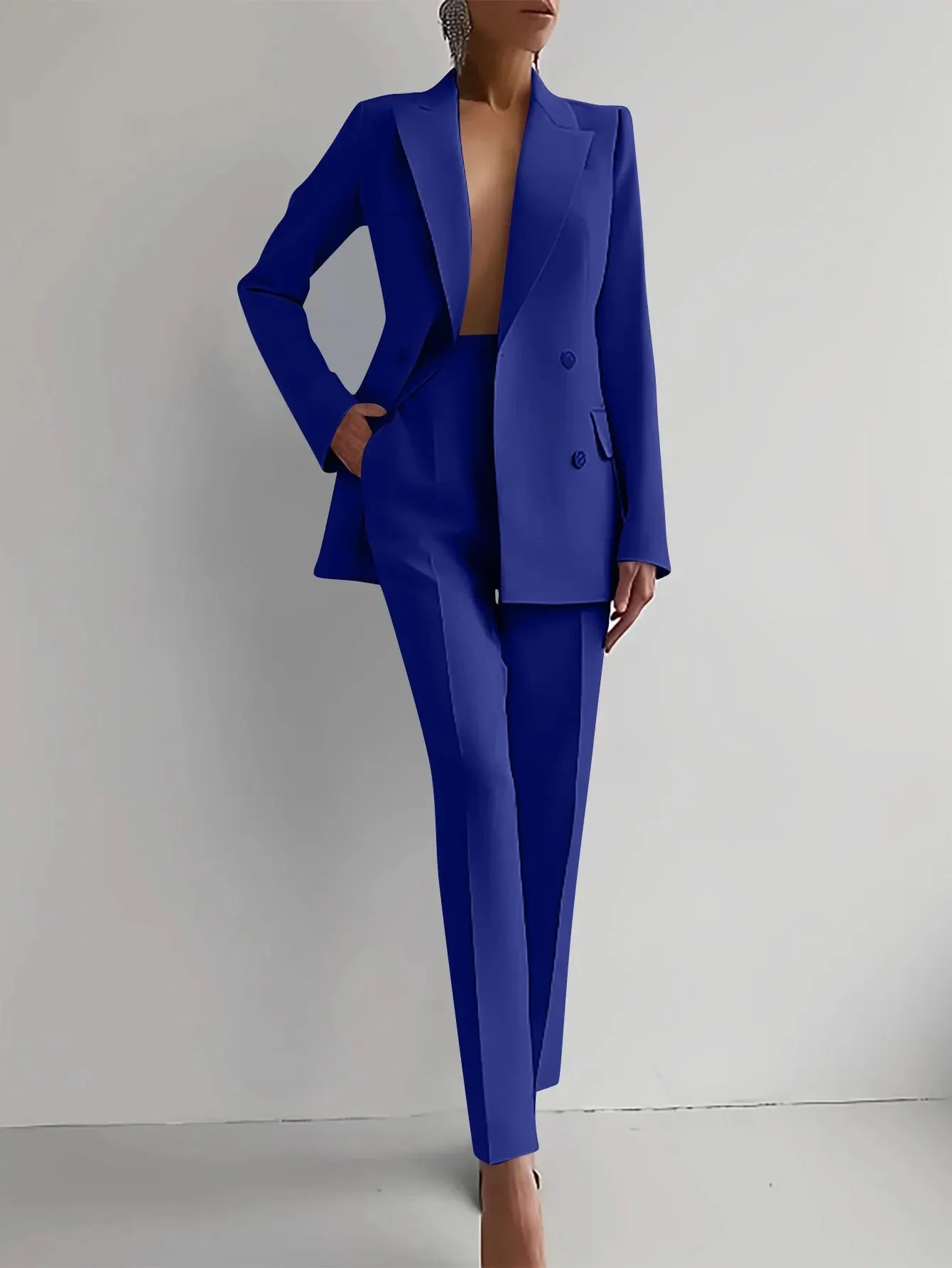LUCÍA - CONJUNTO FEMENINO ELEGANTE DE CHAQUETA Y PANTALÓN PARA OCASIONES FORMALES